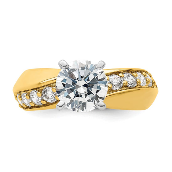 14k White Gold 1/2 carat Lab Grown Diamond VS/SI+ G+ 1 1/2 carat center Round Semi Mount Engagement Ring