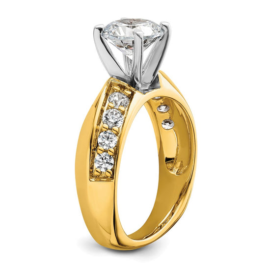 14k White Gold 1/2 carat Lab Grown Diamond VS/SI+ G+ 1 1/2 carat center Round Semi Mount Engagement Ring