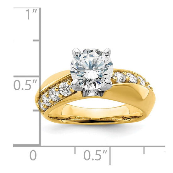 14k White Gold 1/2 carat Lab Grown Diamond VS/SI+ G+ 1 1/2 carat center Round Semi Mount Engagement Ring