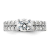 14k White Gold 1 1/10 carat Lab Grown Diamond VS/SI+ G+ 1 carat Center Round Semi Mount Shared Prong Engagement Ring
