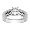 14k White Gold 1 1/10 carat Lab Grown Diamond VS/SI+ G+ 1 carat Center Round Semi Mount Shared Prong Engagement Ring