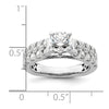 14k White Gold 1 1/10 carat Lab Grown Diamond VS/SI+ G+ 1 carat Center Round Semi Mount Shared Prong Engagement Ring