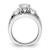 14k White Gold 1 3/8 carat Lab Grown Diamond VS/SI+ G+ 1 1/2 carat Center Round Semi Mount Shared Prong Engagement Ring
