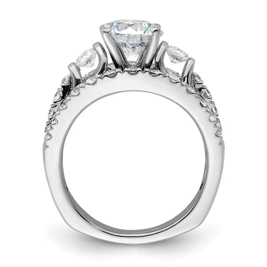 14k White Gold 1 3/8 carat Lab Grown Diamond VS/SI+ G+ 1 1/2 carat Center Round Semi Mount Shared Prong Engagement Ring