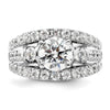 14k White Gold 1 3/8 carat Lab Grown Diamond VS/SI+ G+ 1 1/2 carat Center Round Semi Mount Shared Prong Engagement Ring
