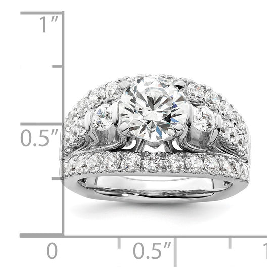 14k White Gold 1 3/8 carat Lab Grown Diamond VS/SI+ G+ 1 1/2 carat Center Round Semi Mount Shared Prong Engagement Ring