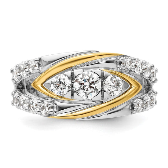 14k Two-Tone 1 1/6 carat Lab Grown Diamond VS/SI+ G+ Complete Fashion Ring