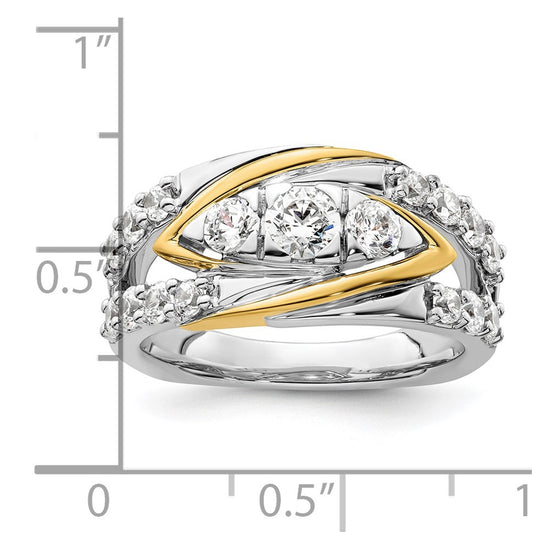 14k Two-Tone 1 1/6 carat Lab Grown Diamond VS/SI+ G+ Complete Fashion Ring