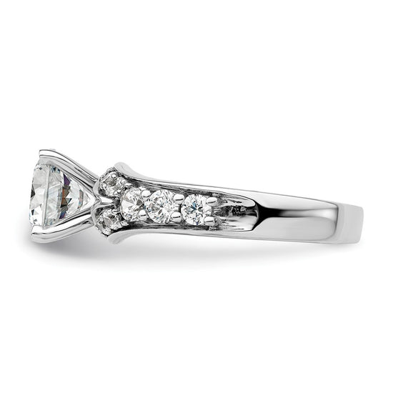 14k White Gold 5/8 carat Lab Grown Diamond VS/SI+ G+ 1 1/2 carat Center Round Semi Mount Shared Prong Engagement Ring