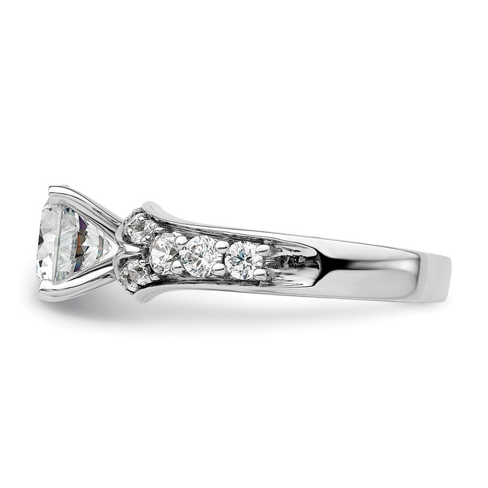 14k White Gold 5/8 carat Lab Grown Diamond VS/SI+ G+ 1 1/2 carat Center Round Semi Mount Shared Prong Engagement Ring