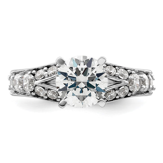 14k White Gold 5/8 carat Lab Grown Diamond VS/SI+ G+ 1 1/2 carat Center Round Semi Mount Shared Prong Engagement Ring