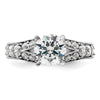 14k White Gold 5/8 carat Lab Grown Diamond VS/SI+ G+ 1 1/2 carat Center Round Semi Mount Shared Prong Engagement Ring