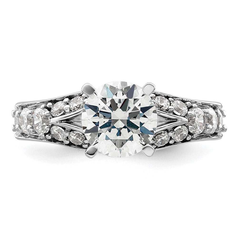 14k White Gold 5/8 carat Lab Grown Diamond VS/SI+ G+ 1 1/2 carat Center Round Semi Mount Shared Prong Engagement Ring