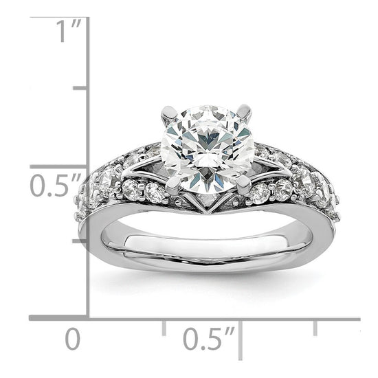 14k White Gold 5/8 carat Lab Grown Diamond VS/SI+ G+ 1 1/2 carat Center Round Semi Mount Shared Prong Engagement Ring
