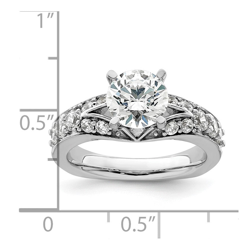 14k White Gold 5/8 carat Lab Grown Diamond VS/SI+ G+ 1 1/2 carat Center Round Semi Mount Shared Prong Engagement Ring