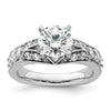 14k White Gold 5/8 carat Lab Grown Diamond VS/SI+ G+ 1 1/2 carat Center Round Semi Mount Shared Prong Engagement Ring