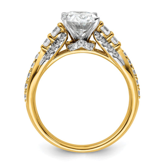 14k 5/8 carat Lab Grown Diamond VS/SI+ G+ 1 carat Oval Center Semi Mount Engagement Ring