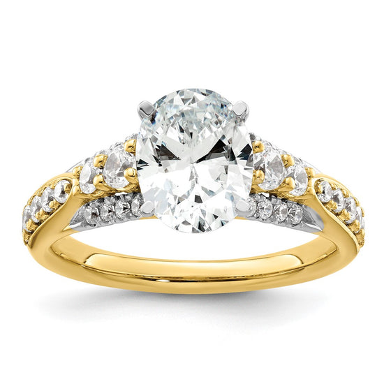 14k 5/8 carat Lab Grown Diamond VS/SI+ G+ 1 carat Oval Center Semi Mount Engagement Ring