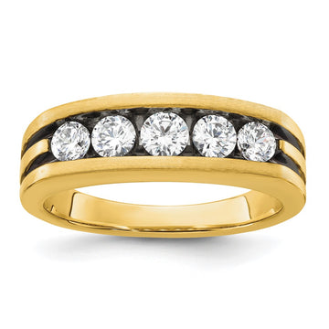 14k with Black Rhodium 1 carat Lab Grown Diamond VS/SI+ G+ Complete Men's Ring