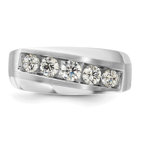 10k White Gold 1 carat Lab Grown Diamond VS/SI+ G+ Five Stone Complete Men's Ring