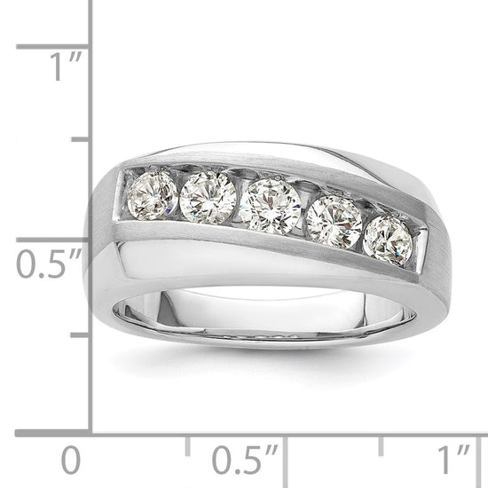 10k White Gold 1 carat Lab Grown Diamond VS/SI+ G+ Five Stone Complete Men's Ring