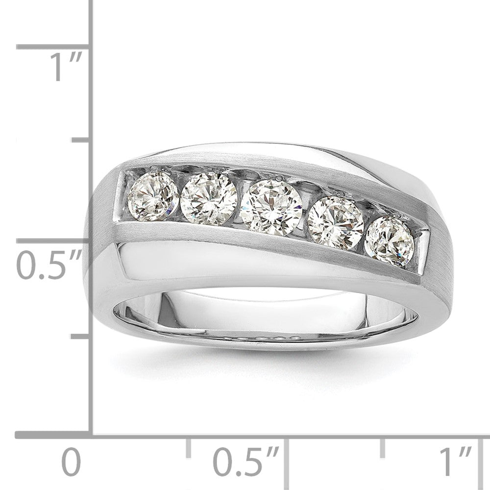 10k White Gold 1 carat Lab Grown Diamond VS/SI+ G+ Five Stone Complete Men's Ring