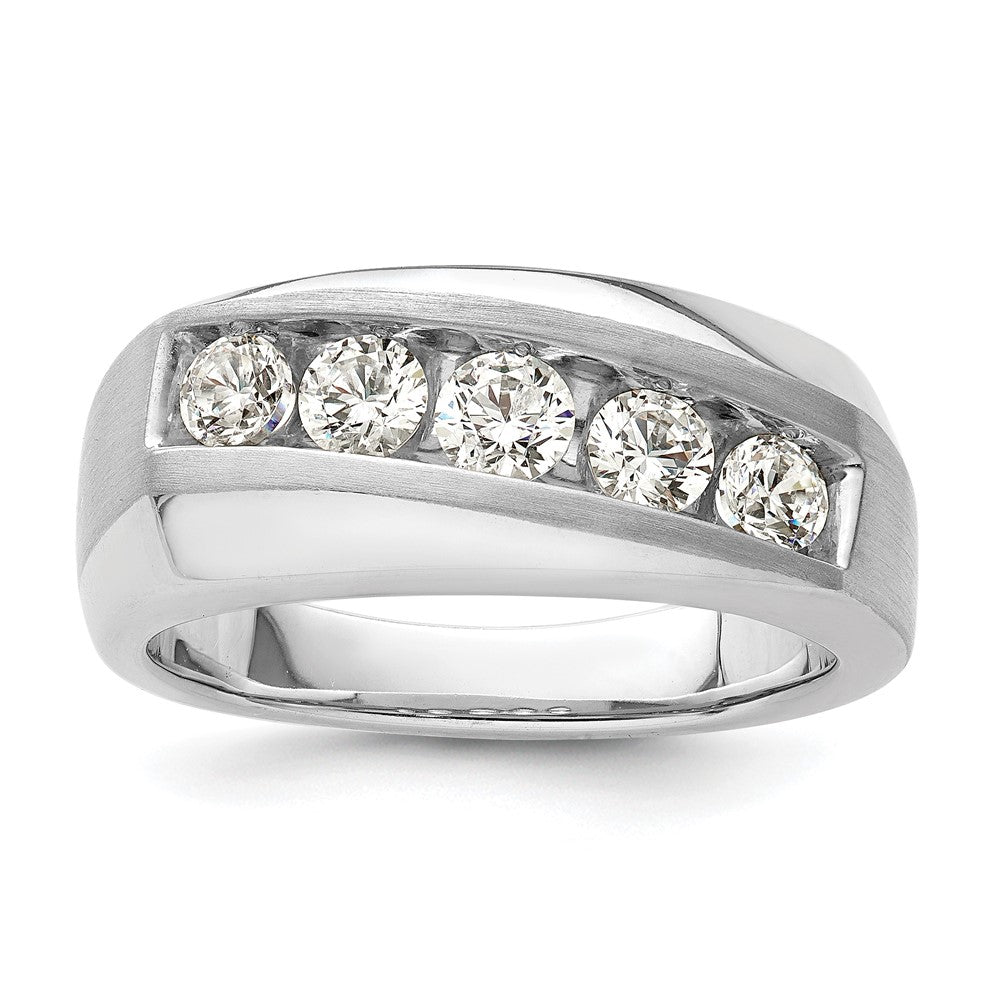 10k White Gold 1 carat Lab Grown Diamond VS/SI+ G+ Five Stone Complete Men's Ring