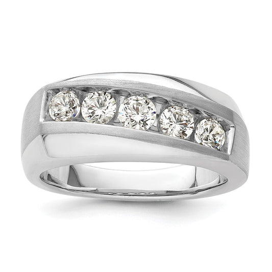 10k White Gold 1 carat Lab Grown Diamond VS/SI+ G+ Five Stone Complete Men's Ring