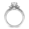 14k White Gold 3/8 carat Lab Grown Diamond VS/SI+ G+ 1 carat Center Round Semi Mount Shared Prong Engagement Ring