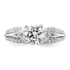 14k White Gold 3/8 carat Lab Grown Diamond VS/SI+ G+ 1 carat Center Round Semi Mount Shared Prong Engagement Ring
