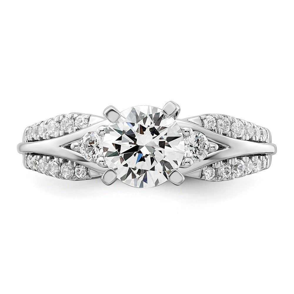14k White Gold 3/8 carat Lab Grown Diamond VS/SI+ G+ 1 carat Center Round Semi Mount Shared Prong Engagement Ring