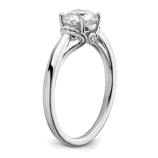 14k White Gold 1/20 carat Lab Grown Diamond VS/SI+ G+ 1 carat center Round Semi Mount Solitaire Engagement Ring