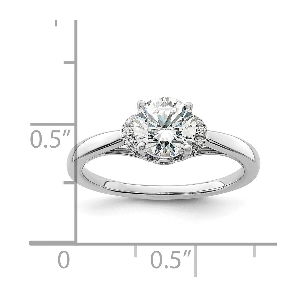 14k White Gold 1/20 carat Lab Grown Diamond VS/SI+ G+ 1 carat center Round Semi Mount Solitaire Engagement Ring