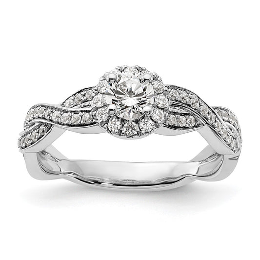 Gold Diamond Round Halo Engagement Rings