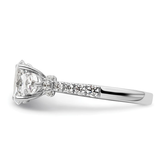 14k White Gold 3/4 carat Lab Grown Diamond VS/SI+ G+ 1 carat Center Oval Semi Mount Engagement Ring
