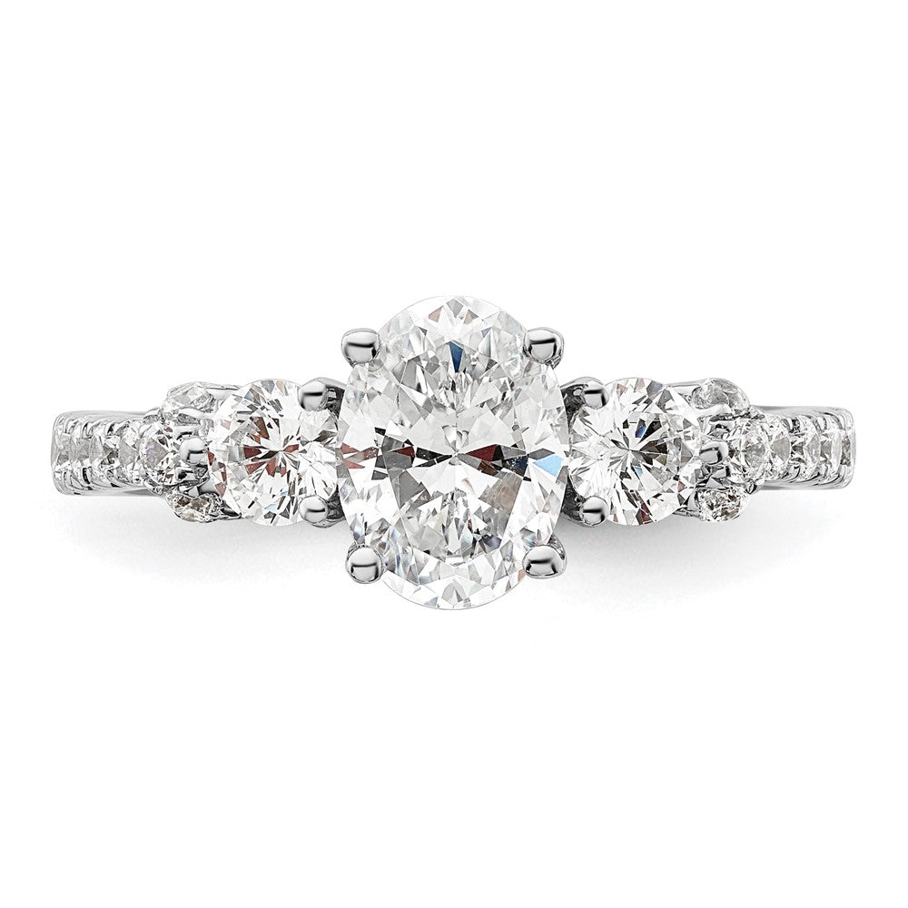 14k White Gold 3/4 carat Lab Grown Diamond VS/SI+ G+ 1 carat Center Oval Semi Mount Engagement Ring