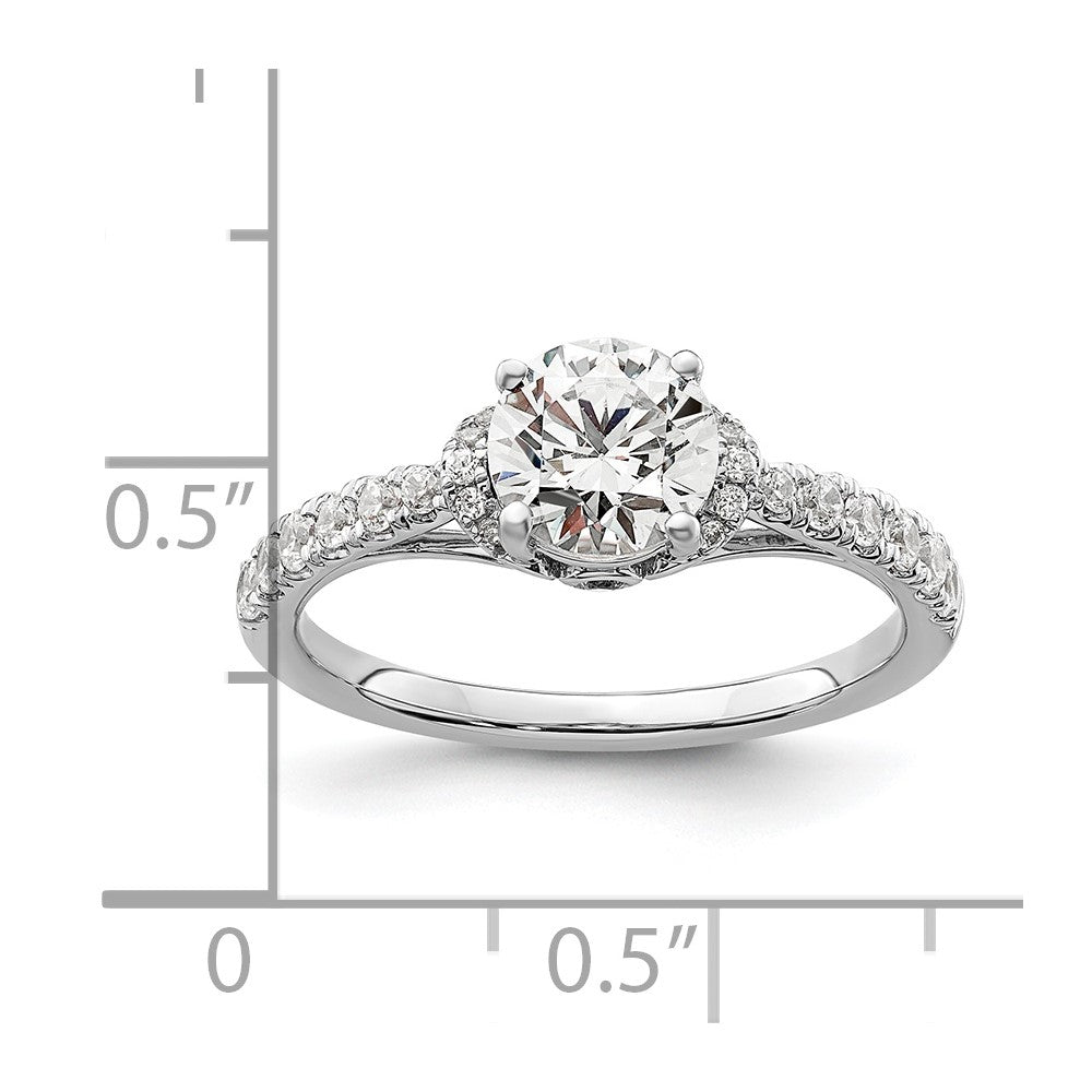 14k White Gold 1/3 carat Lab Grown Diamond VS/SI+ G+ 1 carat center Round Semi Mount Engagement Ring