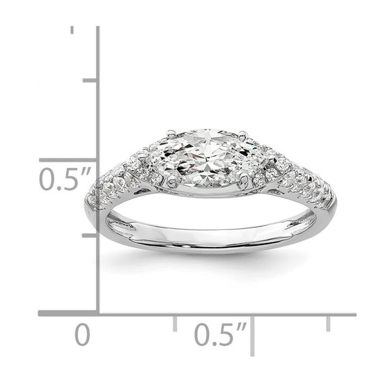 14k White Gold 1/3 carat Lab Grown Diamond VS/SI+ G+ 1 carat Center East-West Marquise Semi Mount Engagement Ring