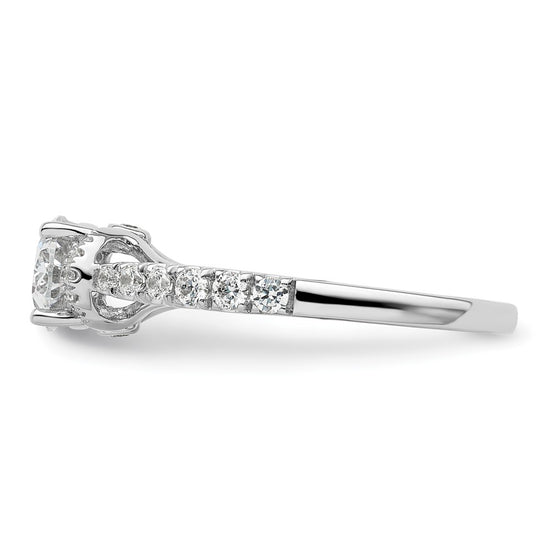14k White Gold 1/3 carat Lab Grown Diamond VS/SI+ G+ 1 carat East-West Oval Center Semi Mount Engagement Ring
