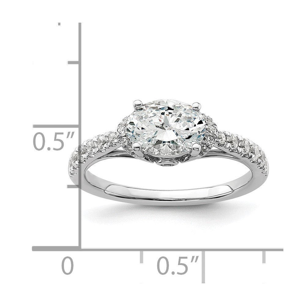 14k White Gold 1/3 carat Lab Grown Diamond VS/SI+ G+ 1 carat East-West Oval Center Semi Mount Engagement Ring