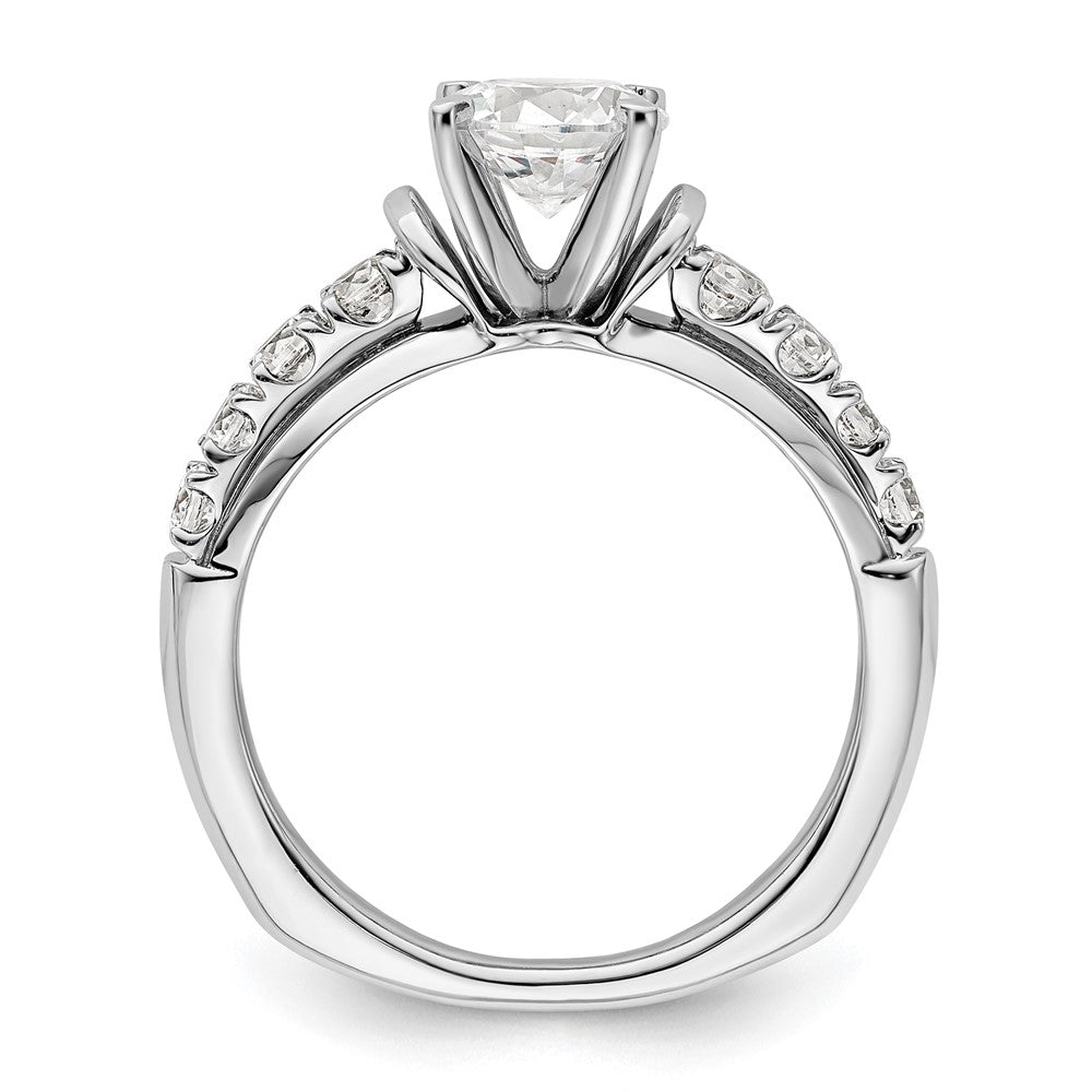 14k White Gold 1/2 carat Lab Grown Diamond VS/SI+ G+ 1 1/2 carat Center Round Semi Mount Shared Prong Engagement Ring