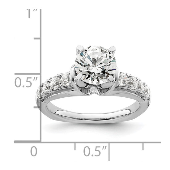 14k White Gold 1/2 carat Lab Grown Diamond VS/SI+ G+ 1 1/2 carat Center Round Semi Mount Shared Prong Engagement Ring