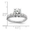 14k White Gold 1/2 carat Lab Grown Diamond VS/SI+ G+ 1 1/2 carat Center Round Semi Mount Shared Prong Engagement Ring