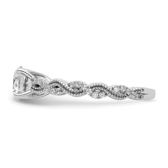14k White Gold 1/5 carat Lab Grown Diamond VS/SI+ G+ 1 carat Center Round Semi Mount Engagement Ring