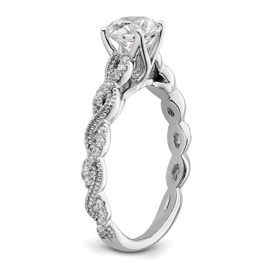 14k White Gold 1/5 carat Lab Grown Diamond VS/SI+ G+ 1 carat Center Round Semi Mount Engagement Ring