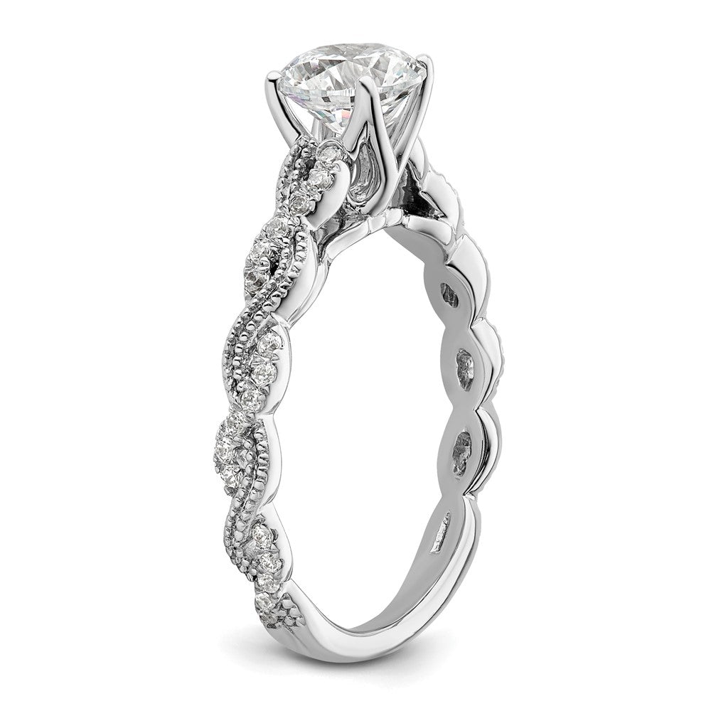 14k White Gold 1/5 carat Lab Grown Diamond VS/SI+ G+ 1 carat Center Round Semi Mount Engagement Ring