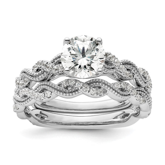 14k White Gold 1/5 carat Lab Grown Diamond VS/SI+ G+ 1 carat Center Round Semi Mount Engagement Ring