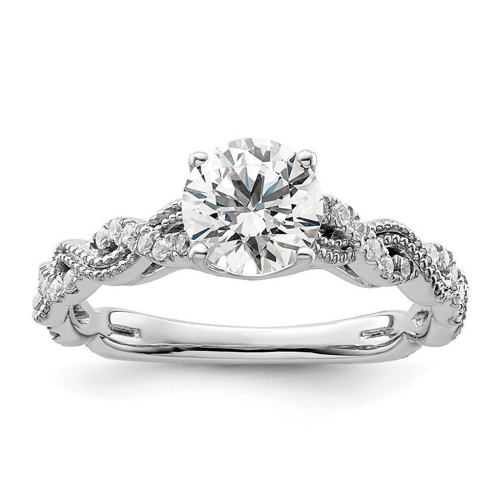 14k White Gold 1/5 carat Lab Grown Diamond VS/SI+ G+ 1 carat Center Round Semi Mount Engagement Ring