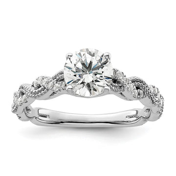 14k White Gold 1/5 carat Lab Grown Diamond VS/SI+ G+ 1 carat Center Round Semi Mount Engagement Ring