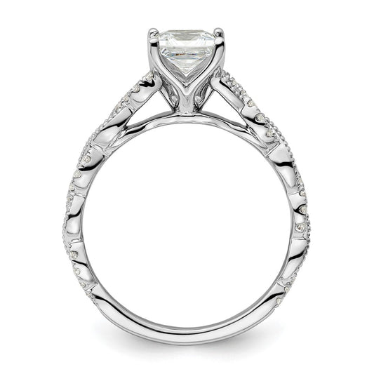 14k White Gold 1/5 carat Lab Grown Diamond VS/SI+ G+ 1 carat Center Princess Semi Mount Engagement Ring